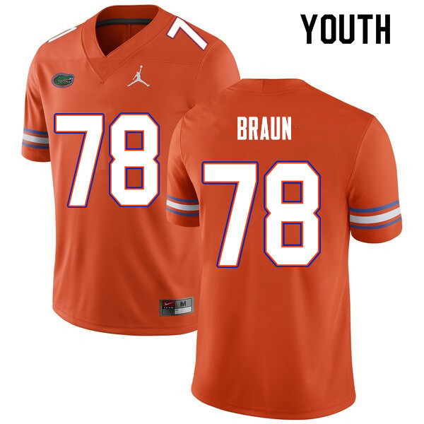 Youth #78 Josh Braun Florida Gators College Football Jerseys Sale-Orange - Click Image to Close